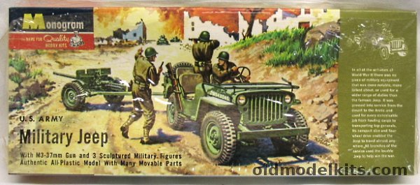 Monogram 1/35 US Army Military Jeep with M3-37mm Gun and 3 GIs, PM21-98 plastic model kit